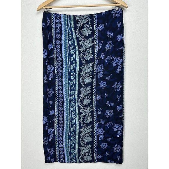 Women's STUDIO C CANADA Blue & Green Wrap Midi Skirt Women's Size 14 Classic - Picture 6 of 11